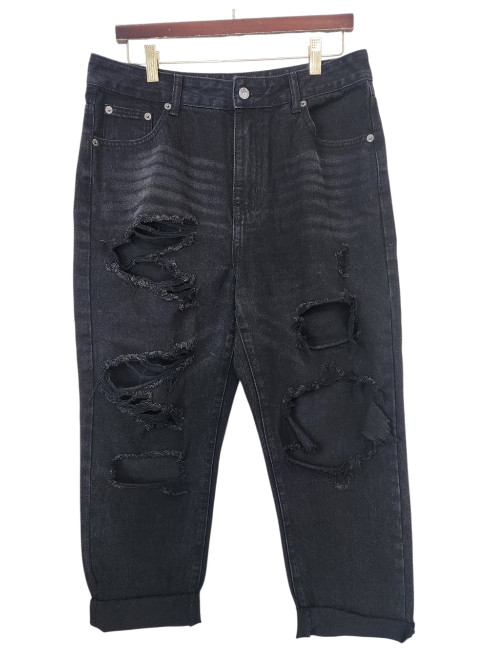Nasty Gal Distressed Cuffed Cropped Jeans Size 10